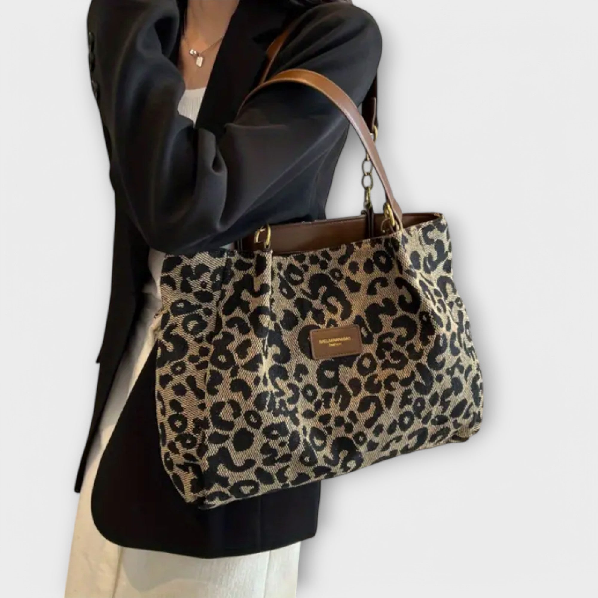 Olivia - Płócienna torba typu tote w lamparcie cętki