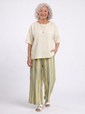Ellowyn | Elegancki top i lniane spodnie w paski