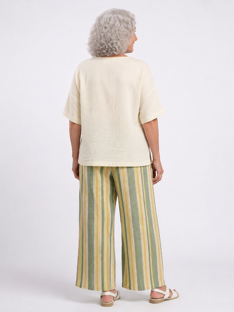 Ellowyn | Elegancki top i lniane spodnie w paski