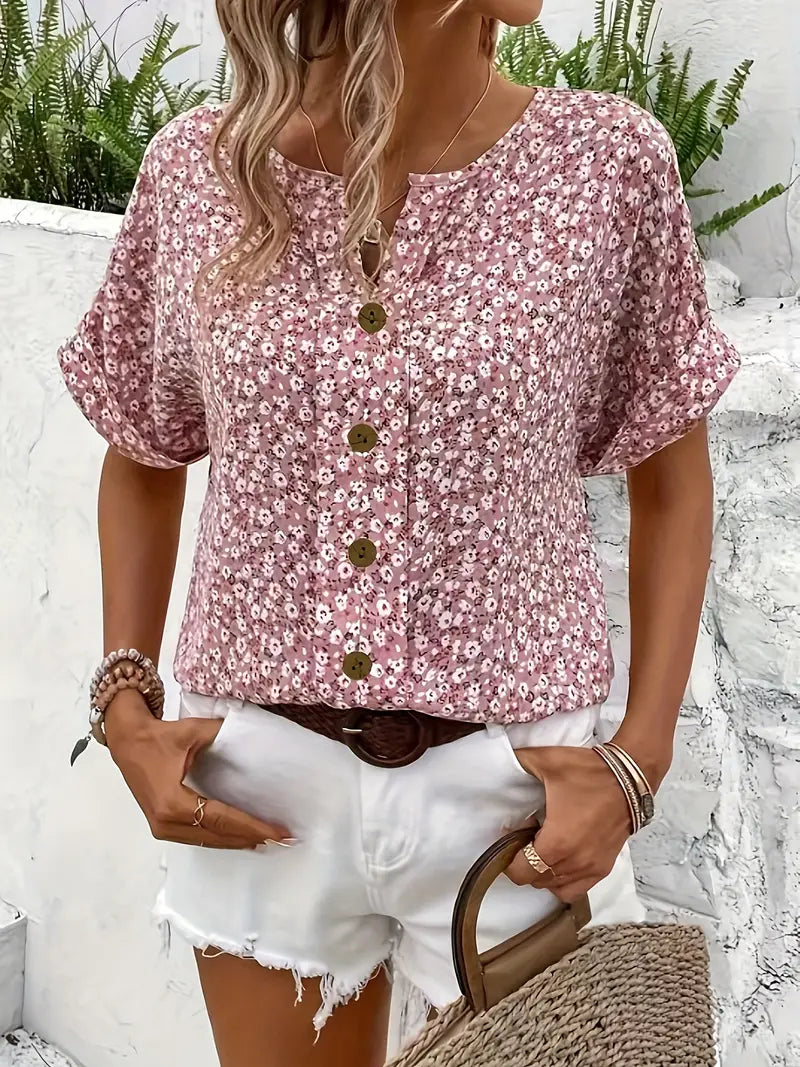 Jelena - Elegancki letni top w kwiaty