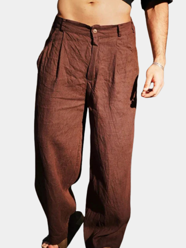 DARIO | PANTALONI DI LINO A GAMBA LARGA 