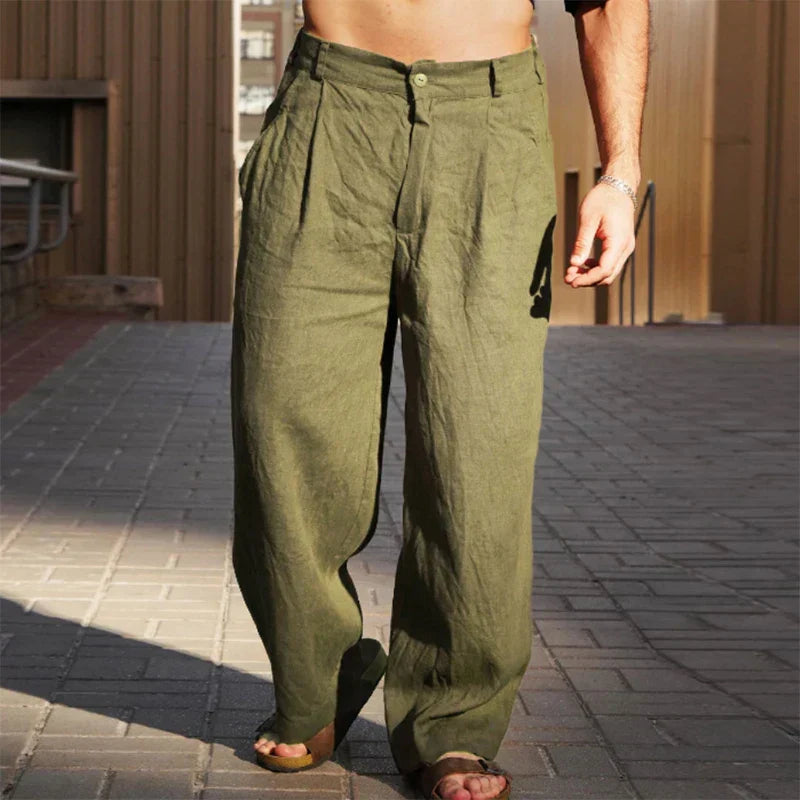 DARIO | PANTALONI DI LINO A GAMBA LARGA 