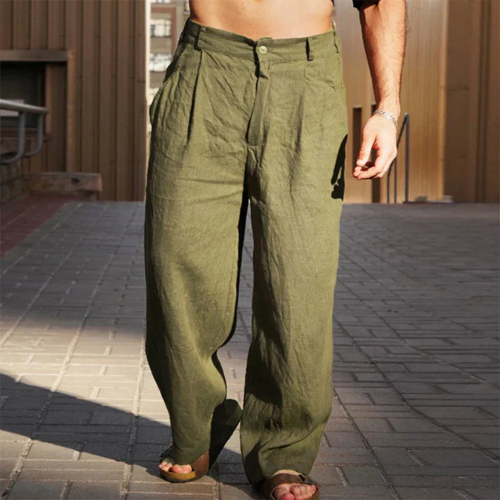 DARIO | PANTALONI DI LINO A GAMBA LARGA 