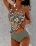Madeleine | Zestaw Tankini w Kwiatowy Wzór Vintage
