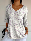 Damski sweter z dzianiny w stylu vintage w kwiaty
